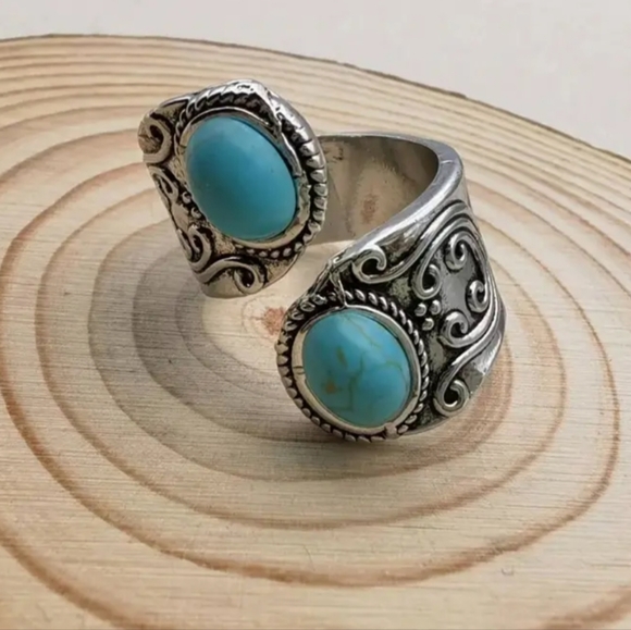 Nilcashopper Boutique Jewelry - Vintage Bohemian Open Adjustable Ring Inlaid Gemstone For Women Fine Jewelry